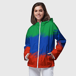 Ветровка с капюшоном женская Дагестанские цвета, цвет: 3D-белый — фото 2
