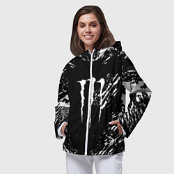 Ветровка с капюшоном женская Monster energy white splash, цвет: 3D-белый — фото 2