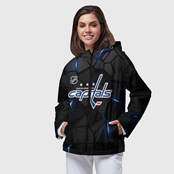 Ветровка с капюшоном женская Вашингтон Кэпиталз - плиты с подсветкой, цвет: 3D-черный — фото 2