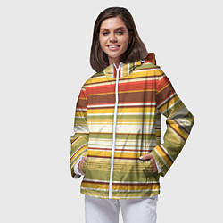 Ветровка с капюшоном женская Горизонтальные полосы, цвет: 3D-белый — фото 2