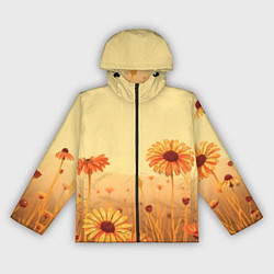 Ветровка с капюшоном женская Цветы на закате, цвет: 3D-черный