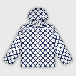 Ветровка с капюшоном женская Серо-белый узор в клетку и горох ретро, цвет: 3D-белый