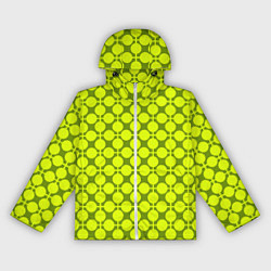 Ветровка с капюшоном женская Желто зеленый неоновый узор ретро в горох, цвет: 3D-белый