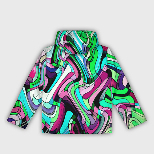 Женская ветровка Зелёно-розовый искажённая абстракция / 3D-Черный – фото 2
