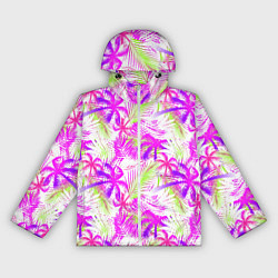 Ветровка с капюшоном женская Palm tree pink, цвет: 3D-белый