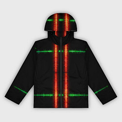 Ветровка с капюшоном женская Color black green red lines, цвет: 3D-черный