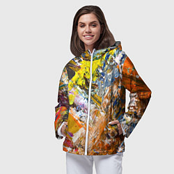 Ветровка с капюшоном женская Живая Абстракция: Поток Цветов и Форм в Постоянном, цвет: 3D-белый — фото 2