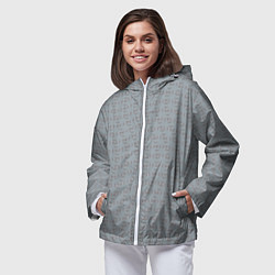 Ветровка с капюшоном женская Текстура на серебристо-сером, цвет: 3D-белый — фото 2
