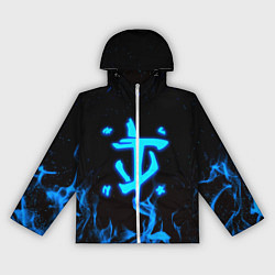 Ветровка с капюшоном женская Дум огонь лого, цвет: 3D-белый