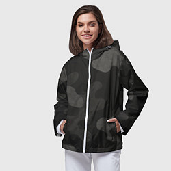 Ветровка с капюшоном женская Черно-серый камуфляж, цвет: 3D-белый — фото 2
