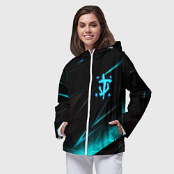 Ветровка с капюшоном женская Doom neon stripes, цвет: 3D-белый — фото 2