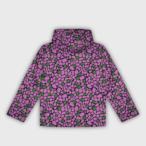Женская ветровка Мозаичный мелкий узор фиолетовый с зелеными вкрапл / 3D-Черный – фото 2