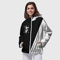 Ветровка с капюшоном женская Doom white geometry, цвет: 3D-белый — фото 2