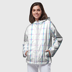 Ветровка с капюшоном женская Color white blue stripes, цвет: 3D-белый — фото 2