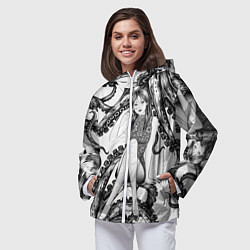 Ветровка с капюшоном женская Junji Ito Death Stranding Tomie and octopus patter, цвет: 3D-белый — фото 2