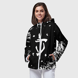 Ветровка с капюшоном женская Doom белый всплеск красок, цвет: 3D-белый — фото 2