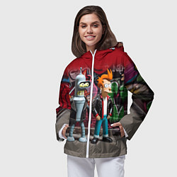 Ветровка с капюшоном женская Bender bending robot and Fry - ai art graffiti, цвет: 3D-белый — фото 2