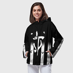 Ветровка с капюшоном женская Doom line white, цвет: 3D-черный — фото 2