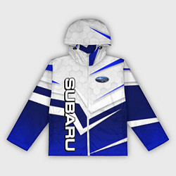 Ветровка с капюшоном женская Субару - белый и синий, цвет: 3D-белый