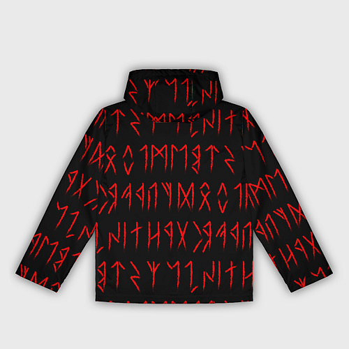 Женская ветровка Красные символы древних рун крупные - паттерн / 3D-Черный – фото 2