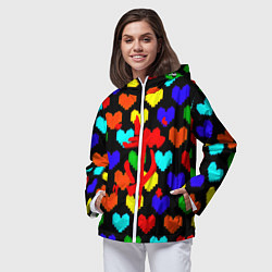 Ветровка с капюшоном женская Doom love pixel pattern, цвет: 3D-белый — фото 2