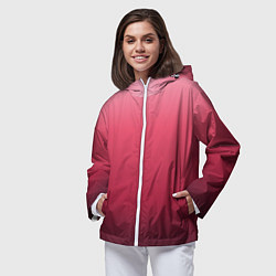 Ветровка с капюшоном женская Градиент гранатовый, цвет: 3D-белый — фото 2