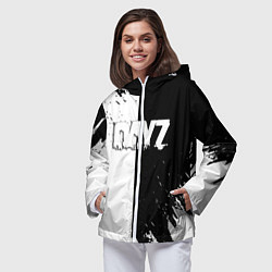 Ветровка с капюшоном женская Dayz текстура черно белые краски, цвет: 3D-белый — фото 2