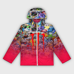 Ветровка с капюшоном женская Monster energy social stiker, цвет: 3D-белый