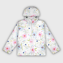 Ветровка с капюшоном женская Нежные цветочки, цвет: 3D-белый