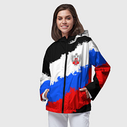 Ветровка с капюшоном женская Федерация бокса России - триколор, цвет: 3D-черный — фото 2
