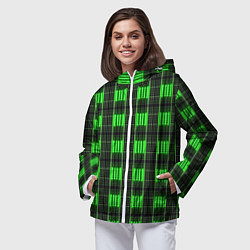 Ветровка с капюшоном женская Color green and black, цвет: 3D-белый — фото 2