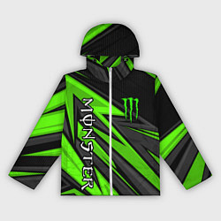 Ветровка с капюшоном женская Monster energy - зеленый спорт, цвет: 3D-белый