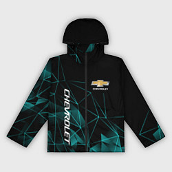 Ветровка с капюшоном женская Chevrolet треугольные линии, цвет: 3D-черный