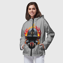 Ветровка с капюшоном женская Пожарник, цвет: 3D-черный — фото 2