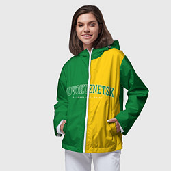 Ветровка с капюшоном женская Новокузнецк, зелёно-жёлтый, цвет: 3D-белый — фото 2