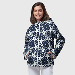 Ветровка с капюшоном женская Звезды и ромбы на синем, цвет: 3D-белый — фото 2