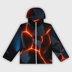 Ветровка с капюшоном женская Трещины неоновые, цвет: 3D-белый