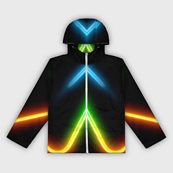 Ветровка с капюшоном женская Neon multicolored lines, цвет: 3D-белый