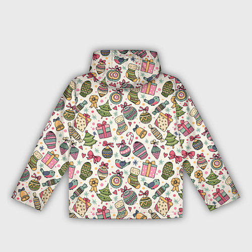 Женская ветровка Новогодний паттерн / 3D-Черный – фото 2