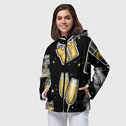 Ветровка с капюшоном женская Новогодний вайб, цвет: 3D-черный — фото 2