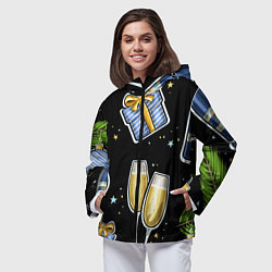 Ветровка с капюшоном женская Новогодний вайб, цвет: 3D-черный — фото 2