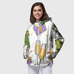 Ветровка с капюшоном женская Новогодний вайб, цвет: 3D-белый — фото 2