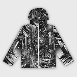 Ветровка с капюшоном женская Cyber urban skull - ai art fantasy, цвет: 3D-белый