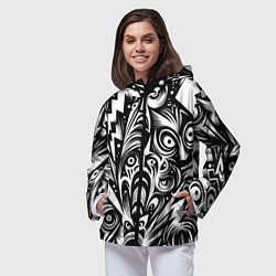 Ветровка с капюшоном женская Lightnings and faces - ai art fantasy, цвет: 3D-черный — фото 2