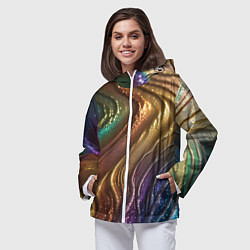 Ветровка с капюшоном женская Сморщенные складочки жидкости, цвет: 3D-белый — фото 2