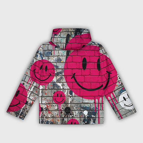 Женская ветровка Розовые смайлы граффити / 3D-Черный – фото 2