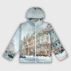 Ветровка с капюшоном женская Снежный день в Санкт-Петербурге, цвет: 3D-белый
