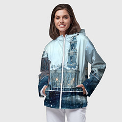 Ветровка с капюшоном женская Зимний Питер, цвет: 3D-белый — фото 2