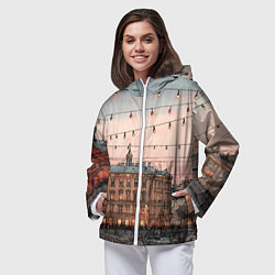 Ветровка с капюшоном женская Новогодний зимний Питер, цвет: 3D-белый — фото 2