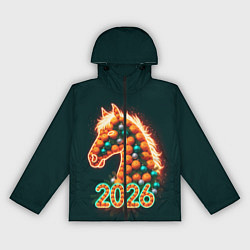 Ветровка с капюшоном женская Праздничная лошадь 2026, цвет: 3D-черный